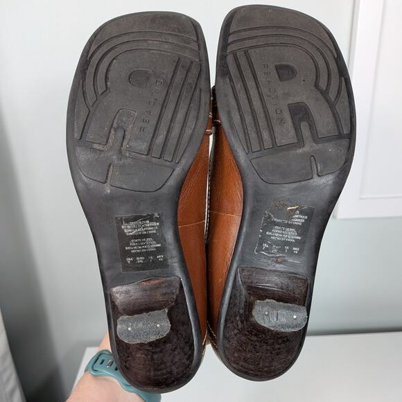 Vintage Y2K Kitten Heel Loafers 7 Brown Buckle Squre Toe Academia Twee Chunky - Picture 10 of 16